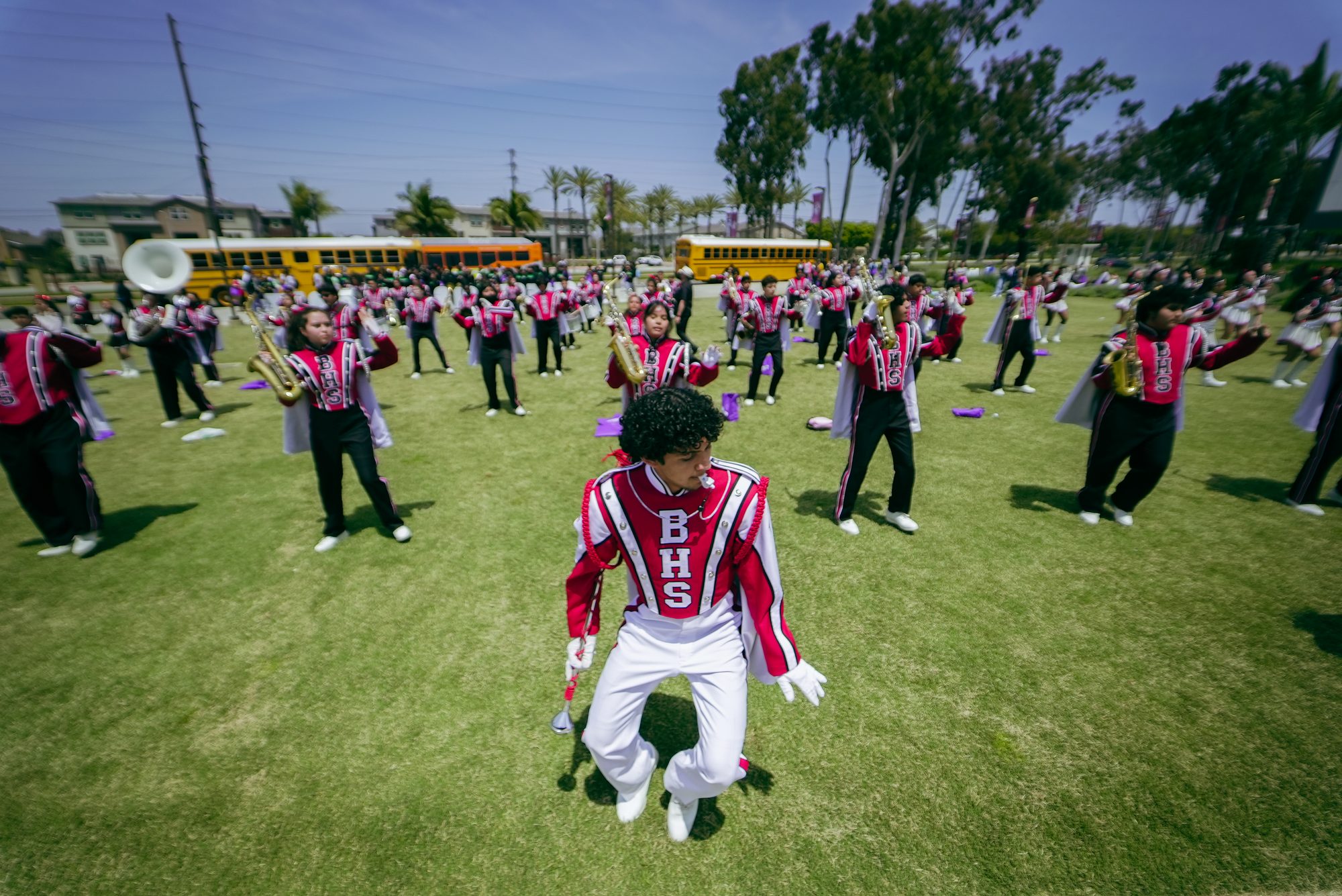 Marching band, wide shot